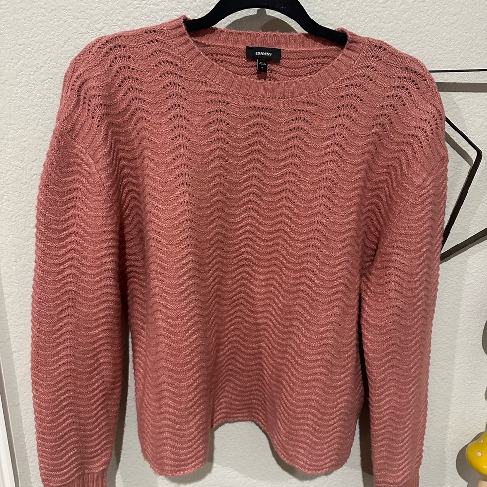 Express Pink Wave Knit Sweater
